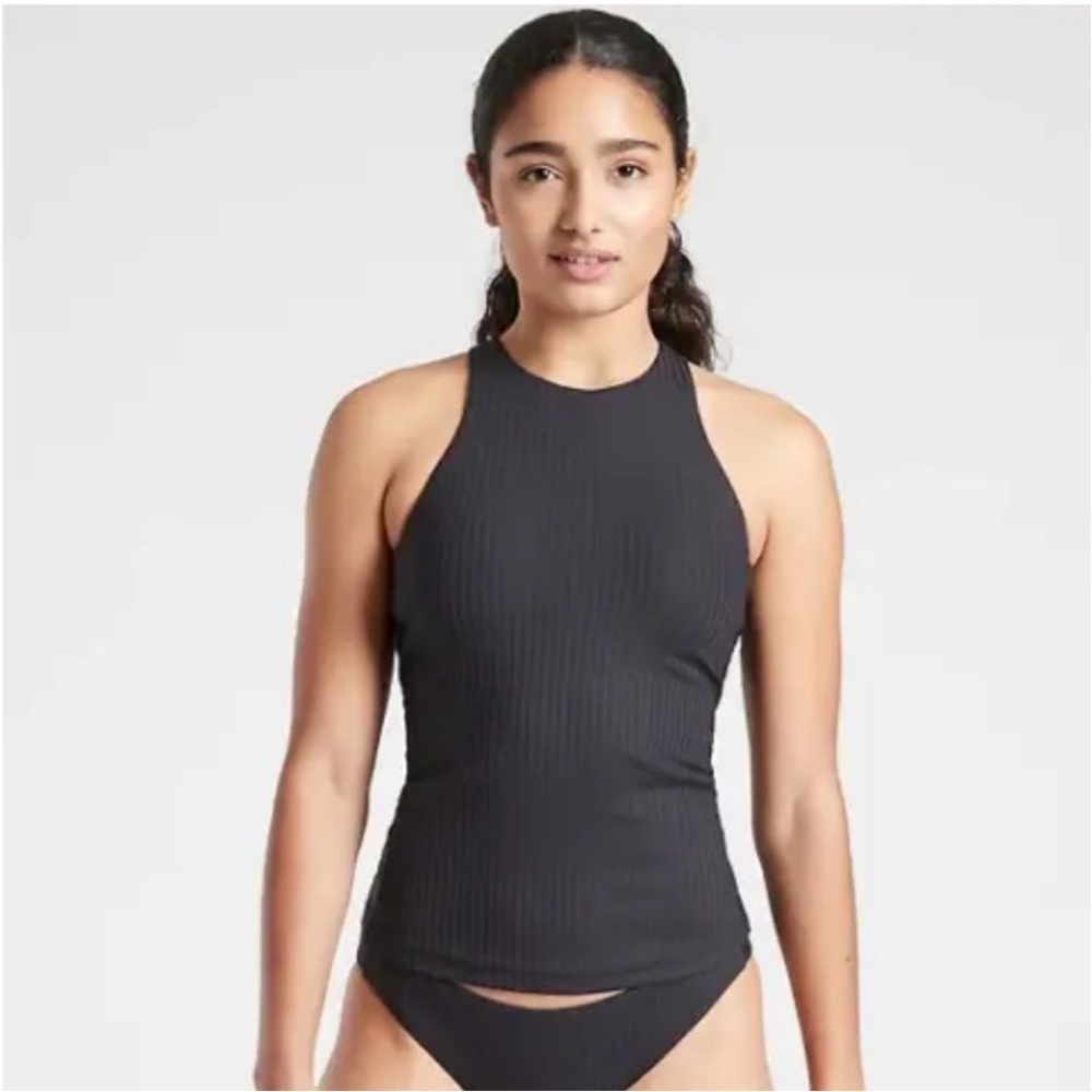 NWT! Athleta Black Rib High Neck Tankini - Size XS ⛱️ (swim top only)